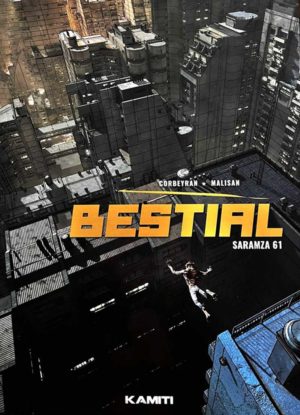 Couverture de la BD Bestial tirage de luxe montrant une créature aux yeux rouges à travers des griffures sanglantes
